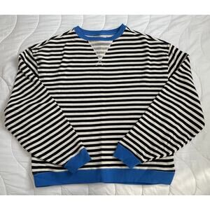 Free People Classic Striped Oversized Crewneck Sweatshirt Striped Streetwear XS